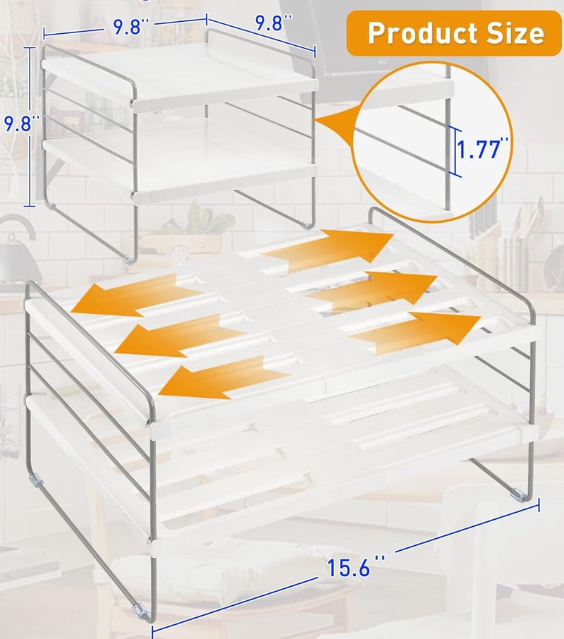 JUPELI Foil and Plastic Wrap Organizer, Expandable Kitchen Pantry Storage, Height Adjustable Cabinet Rack for Kitchen Organization, Aluminum Foil -3 Tier 9.8" to 15.6"L - Image 2
